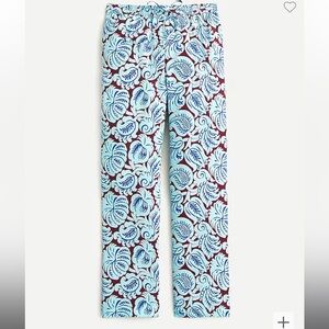 J. Crew Women’s Pull-On Silk Pant Aqua Paisley Size 14